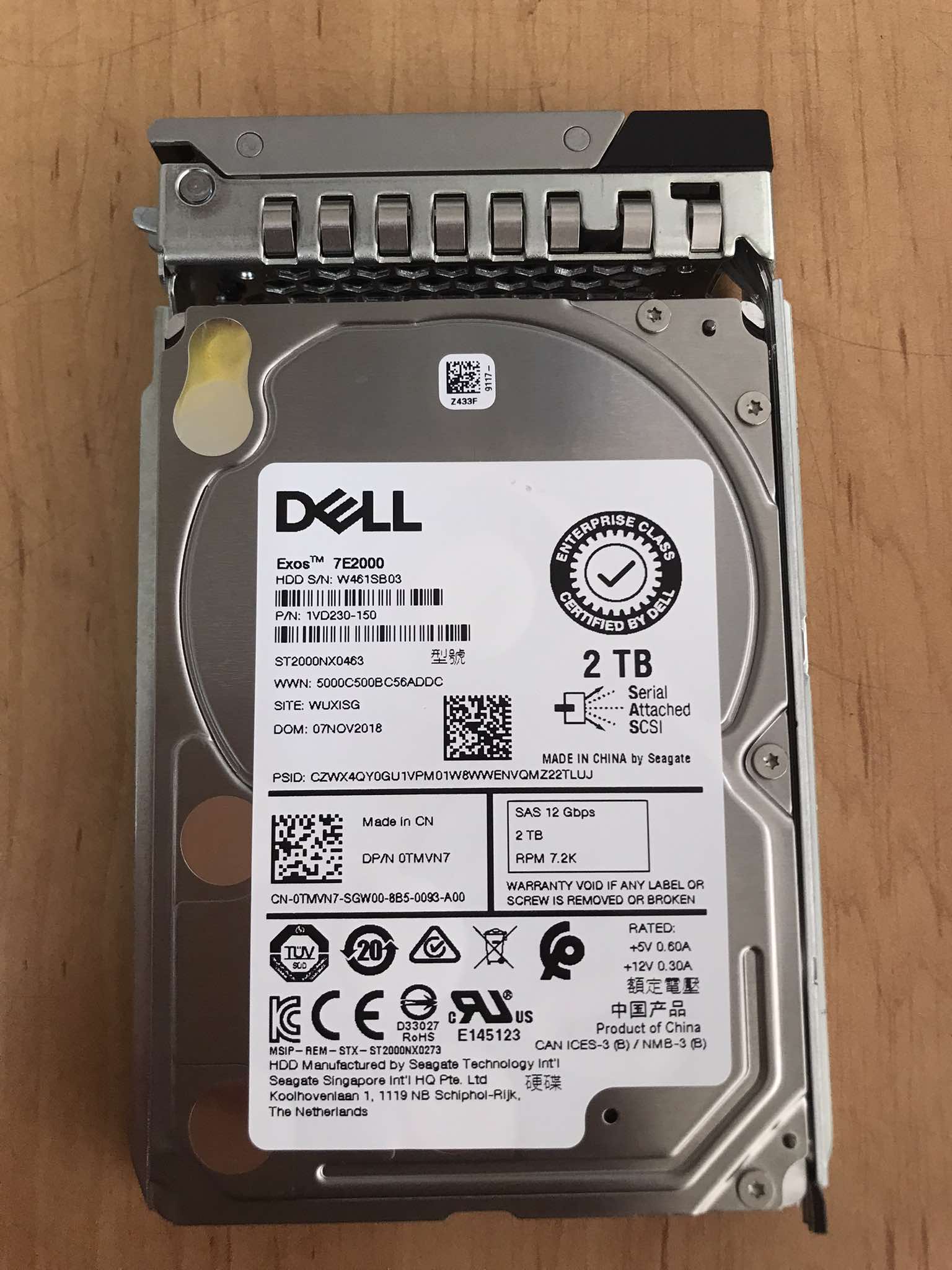 Dell 2TB 7.2K RPM 12Gb/s 2.5" SAS ENT Server HDD Hard Drive // 0TMVN7, ST2000NX0463, 1VD230-150 (Used) // สินค้ารับประกัน โดย บริษัท อะไหล่เซิร์ฟเวอร์ จำกัด