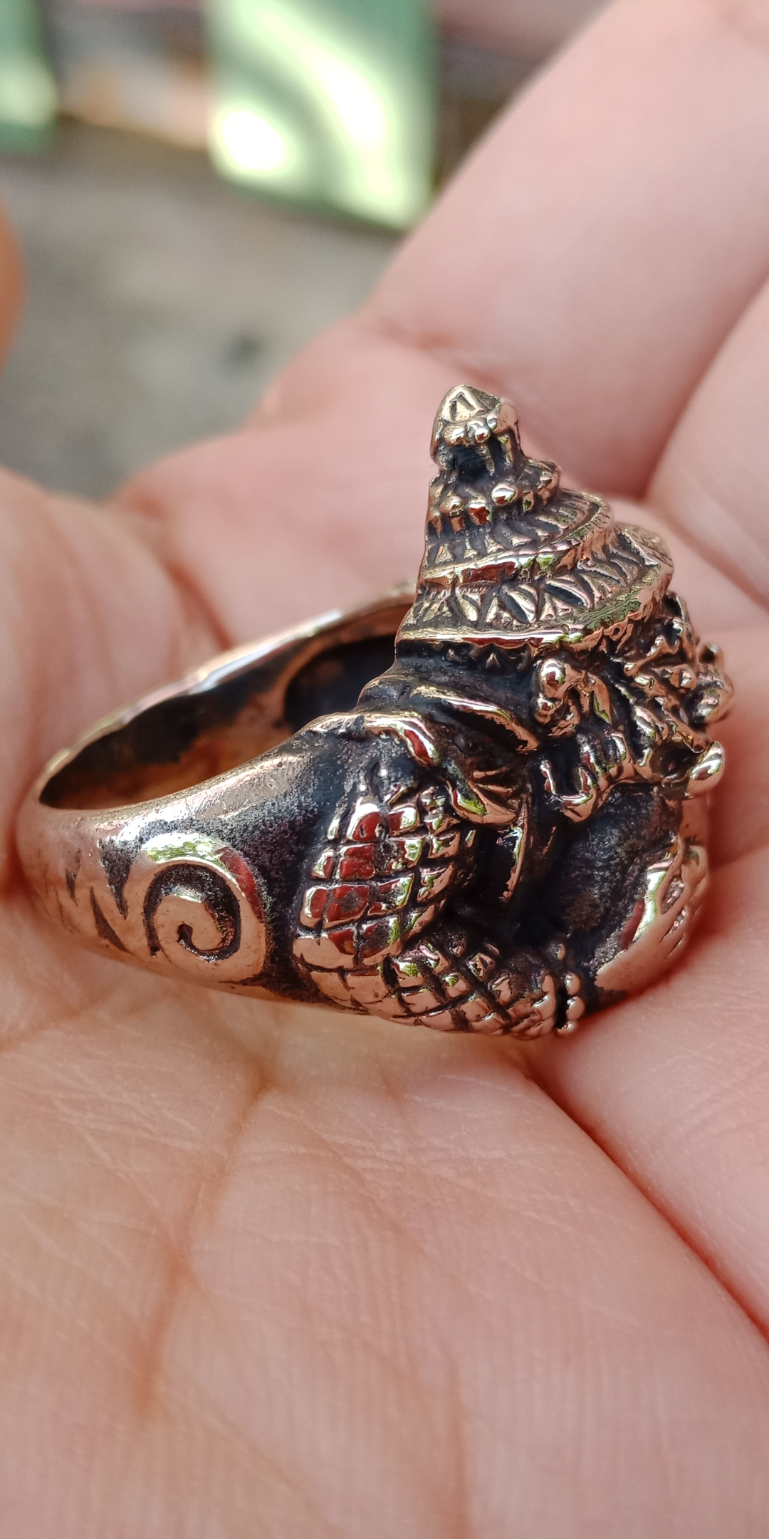 แหวนพระราหูอมจันทร์ หลวงพ่ออั๊บ วัดท้องไทร จ.นครปฐม #เนื้อสัมฤทธิ์ Size9