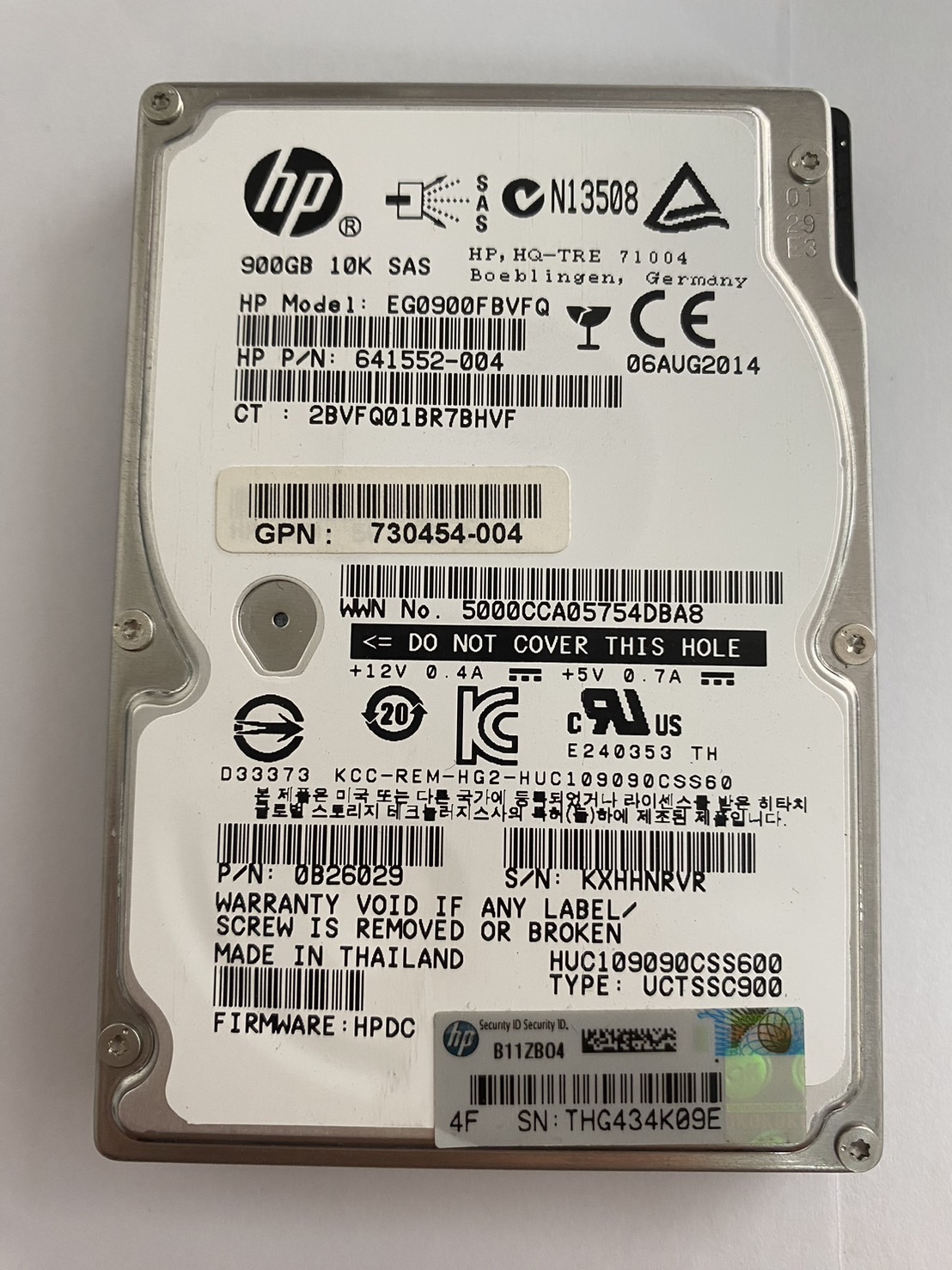 HP 900GB 10K 6G SAS 2.5" Hard Drive No Tray // HDD 641552-004 / EG0900FBVFQ / GPN 730454-004 / HUC109090CSS600 / 0B26029 (Used) // สินค้ารับประกัน โดย บริษัท อะไหล่เซิร์ฟเวอร์ จำกัด