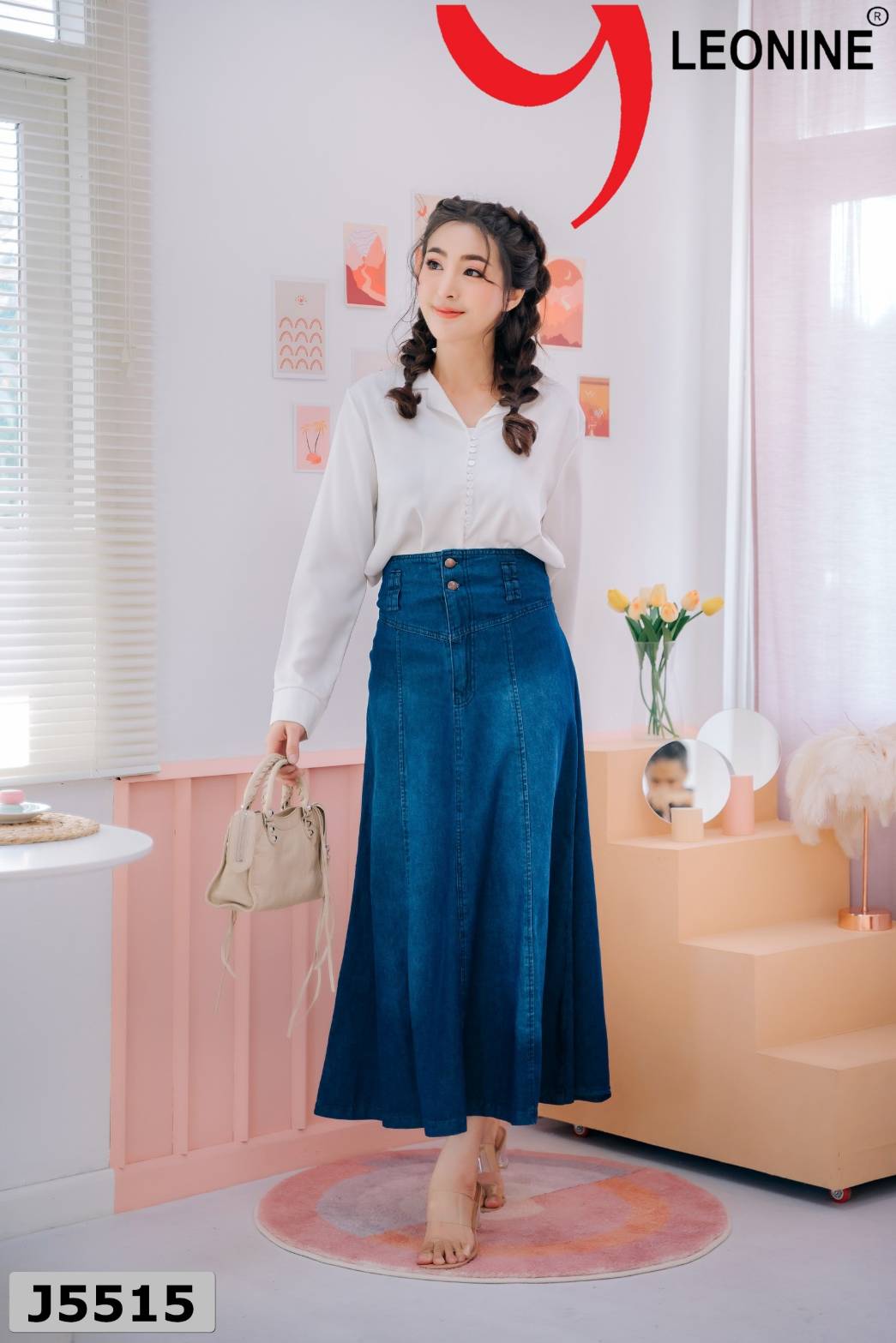 กระโปรงยีนส์ยาว J5515