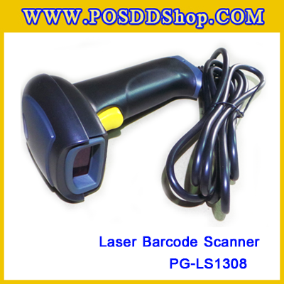 เครื่องอ่านบาร์โค้ด บาร์โค้ดสแกนเนอร์ เครื่องยิงบาร์โค้ด เลเซอร์บาร์โค้ดLaser Barcode Scanner PG-LS1308 (รวมขาตั้ง)