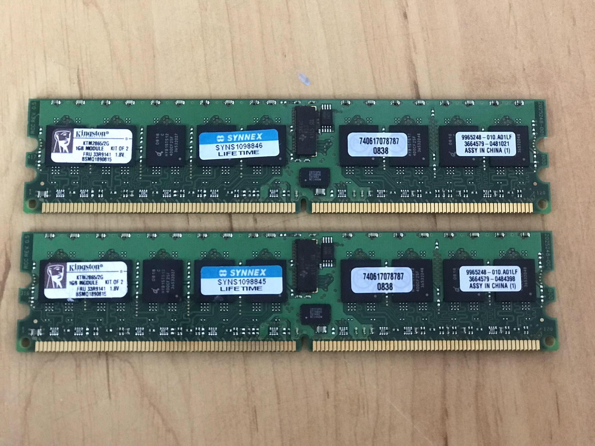 IBM Memory 1GB PC2 3200 DDR2 SDRAM - KTM2865/2G, 9965248-010.A00LF // 33R9141 (Used) // สินค้ารับประกัน โดย บริษัท อะไหล่เซิร์ฟเวอร์ จำกัด