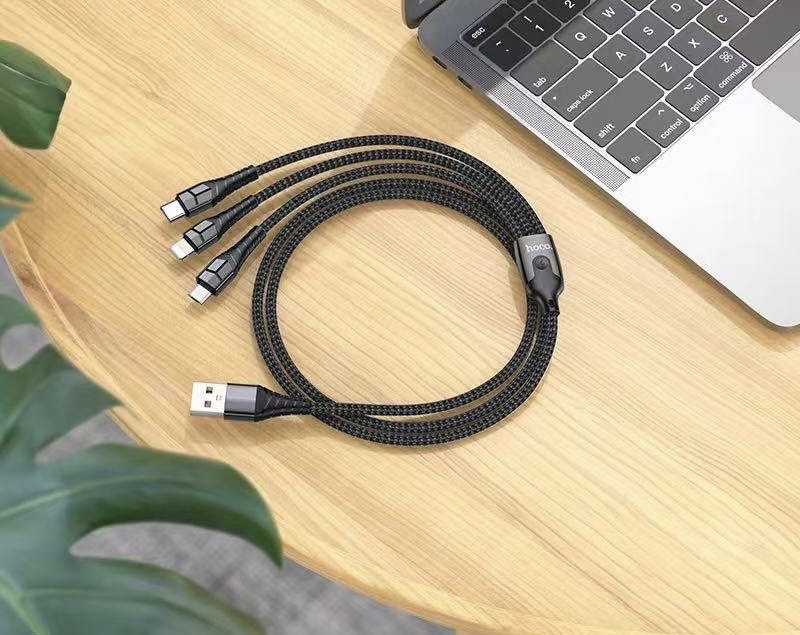 UD01 NOBILITY 3-IN-1 CHARGING DATA CABLE WITH LIGHT (L 1.2M)