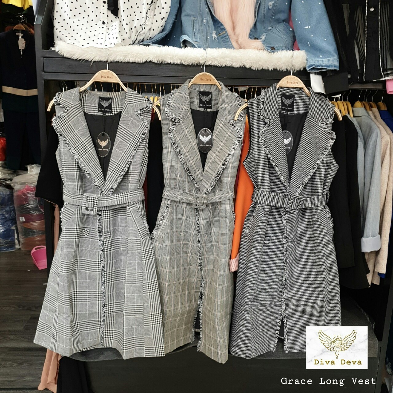เดรสยาวลายสก็อต Grace Long vest (S-L) #1807