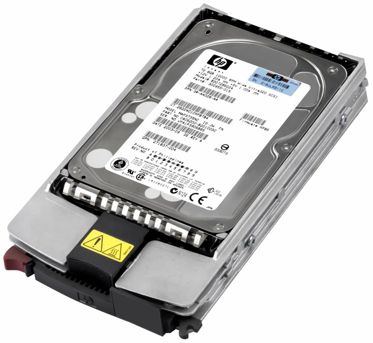 HP 72.8GB 10K 8MB SCSI U320 80-PIN 3.5" Hard Drive // BD07286224 / HP 300955-015 / GPN 271837-004 / 3R-A4028-AA / MAP3735NC / HPB6 (Used) // สินค้ารับประกัน โดย บริษัท อะไหล่เซิร์ฟเวอร์ จำกัด