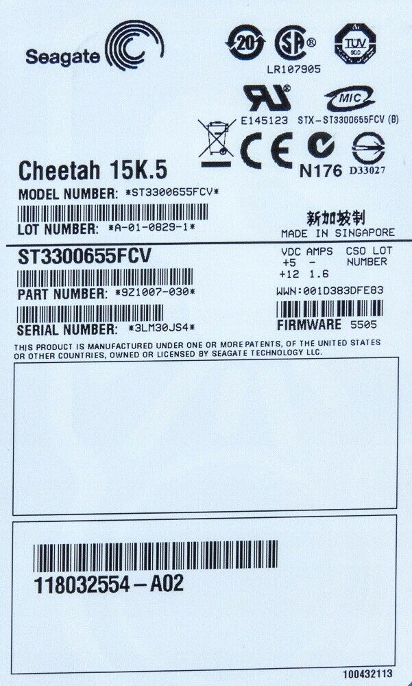EMC² 300GB 15KFC-AL 2Gb/4Gb + Caddy // 005048731 / 118032554-A02 / Seagate ST3300655FCV (Used) // สินค้ารับประกัน โดย บริษัท อะไหล่เซิร์ฟเวอร์ จำกัด