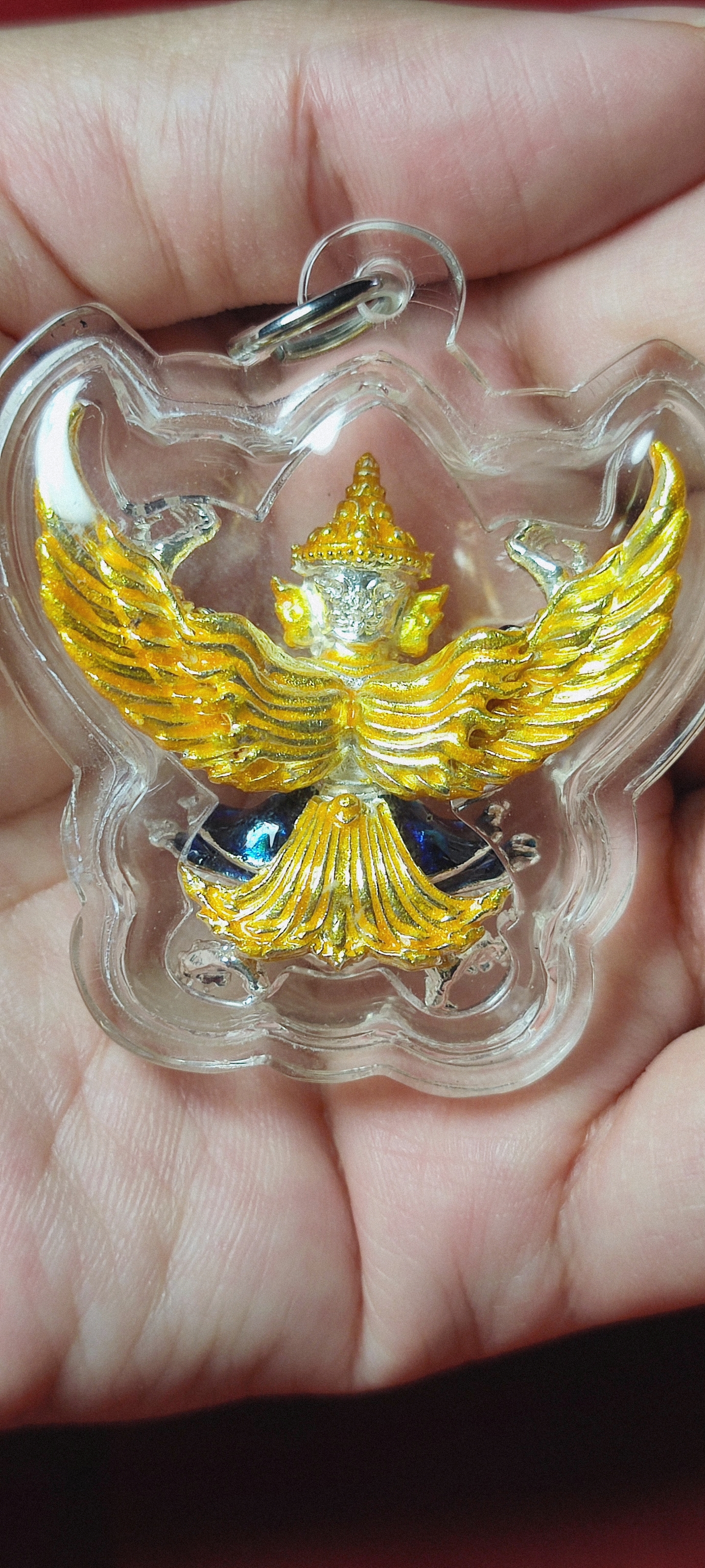 พญาครุฑ รุ่นราชาโชค พระอาจารย์อึ่ง วัดเชิงหวาย บางชื่อ กทม. เนื้อสัมฤทธิ์เงินลงยา ปี 2560