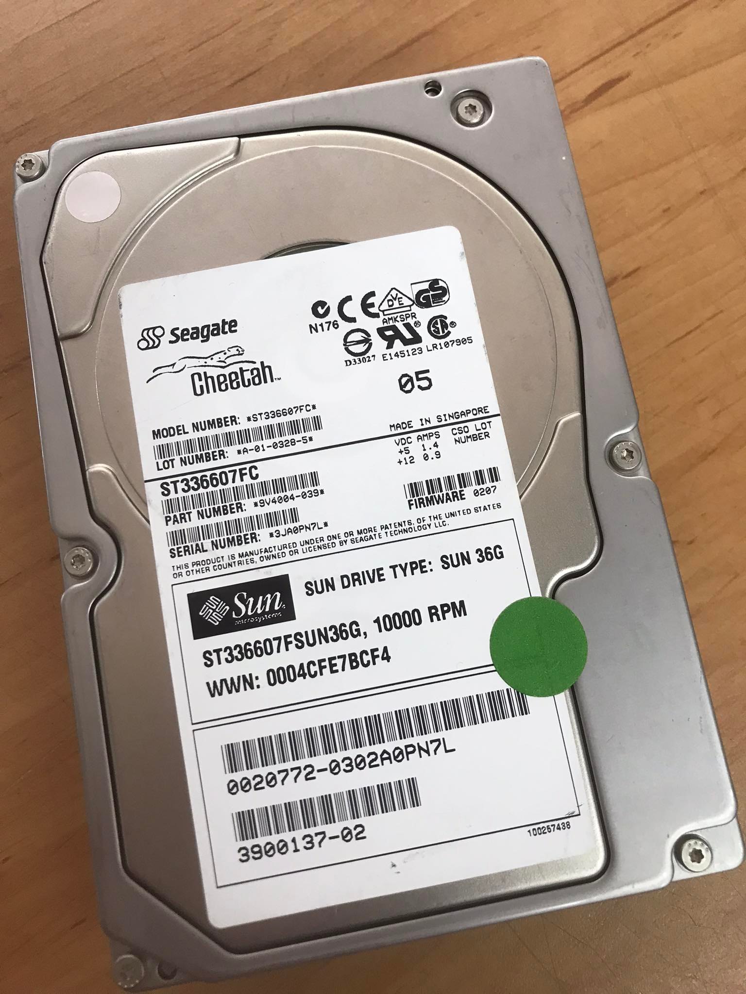 SUN X6724A 390-0137-02 ST336607FC 540-4525 hard disk 36G 10K FC 8MB 3.5inches สินค้ารับประกัน โดย บริษัท อะไหล่เซิร์ฟเวอร์ จำกัด