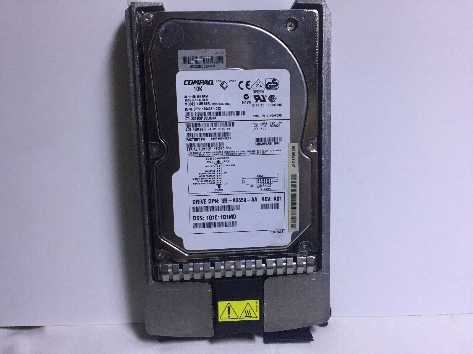 HP Compaq 36.4Gb 10K 80Pin Wide Ultra3 SCSI 3.5" HDD // 176498-003 / 3R-A0859-AA / BD0366349C (Used) // สินค้ารับประกัน โดย บริษัท อะไหล่เซิร์ฟเวอร์ จำกัด
