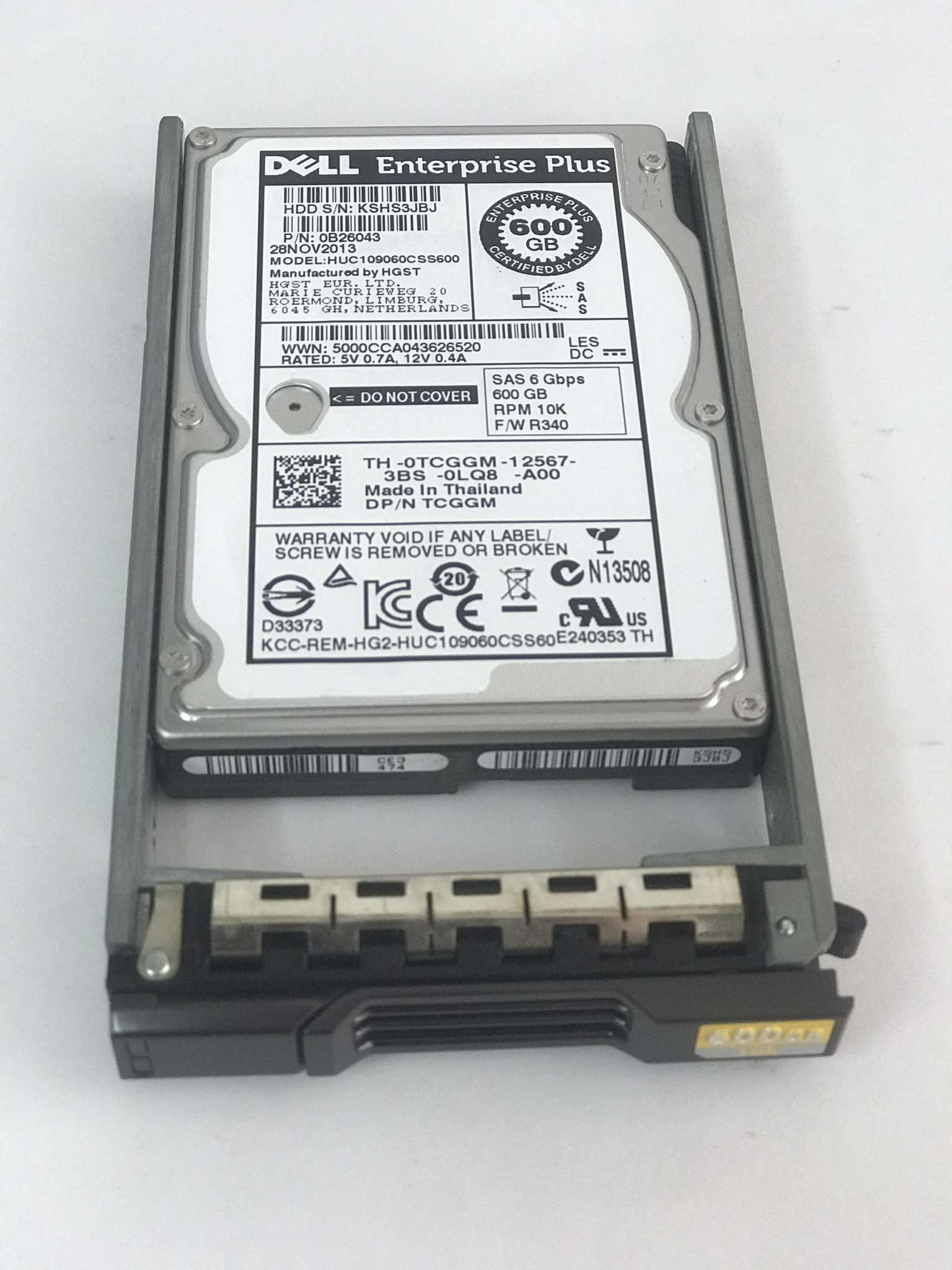 Dell 600GB 10K SAS 6Gbps 2.5" Enterprise Plus Hard Drive HDD // 0TCGGM , 0B26043, HUC109060CSS600 (Used) // สินค้ารับประกัน โดย บริษัท อะไหล่เซิร์ฟเวอร์ จำกัด