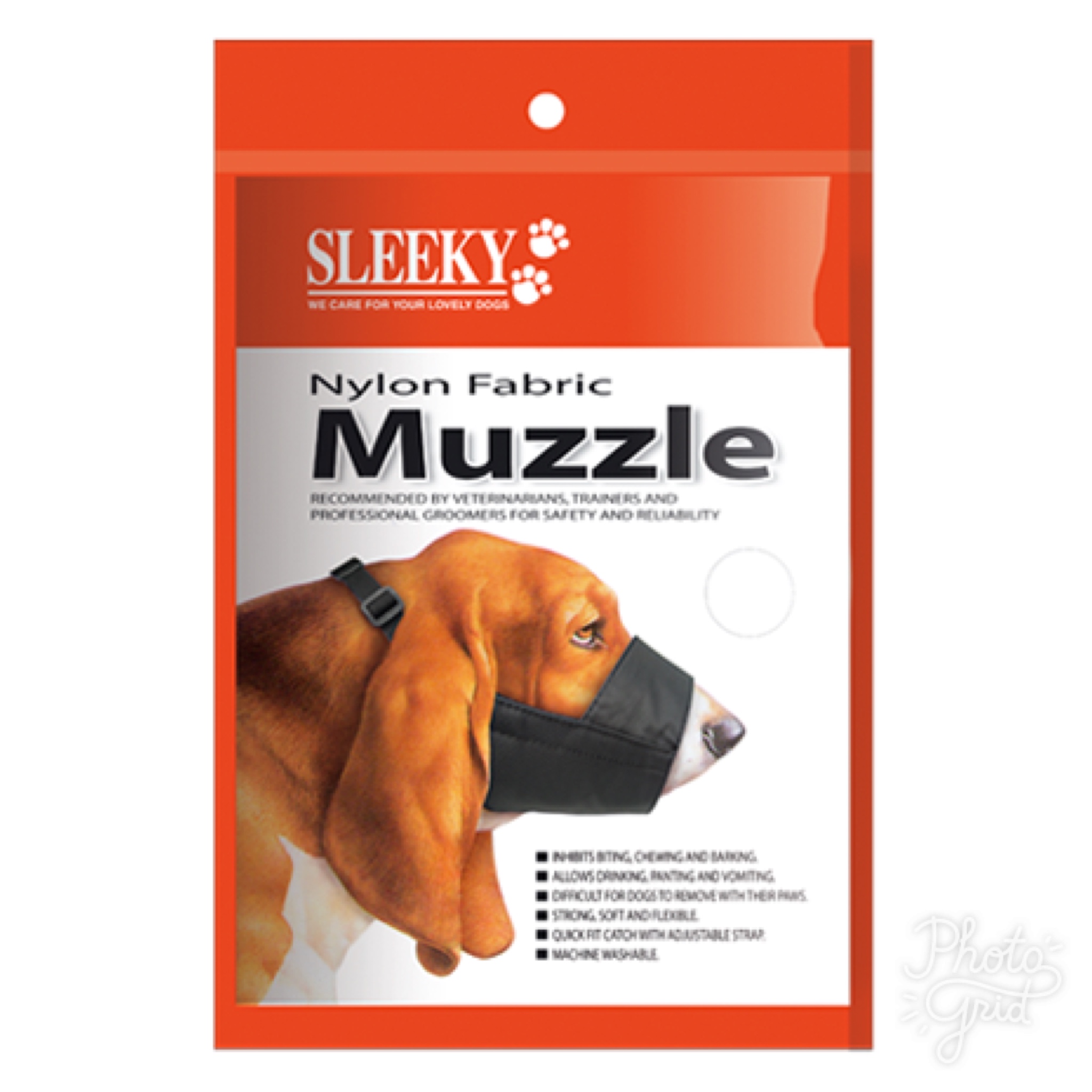 SLEEKY Nylon Fabric Muzzle สลิคกี้ ตะกร้อไนล่อนครอบปากสุนัข เบอร์ 4 สำหรับขนาดรอบปาก 7-8 นิ้ว