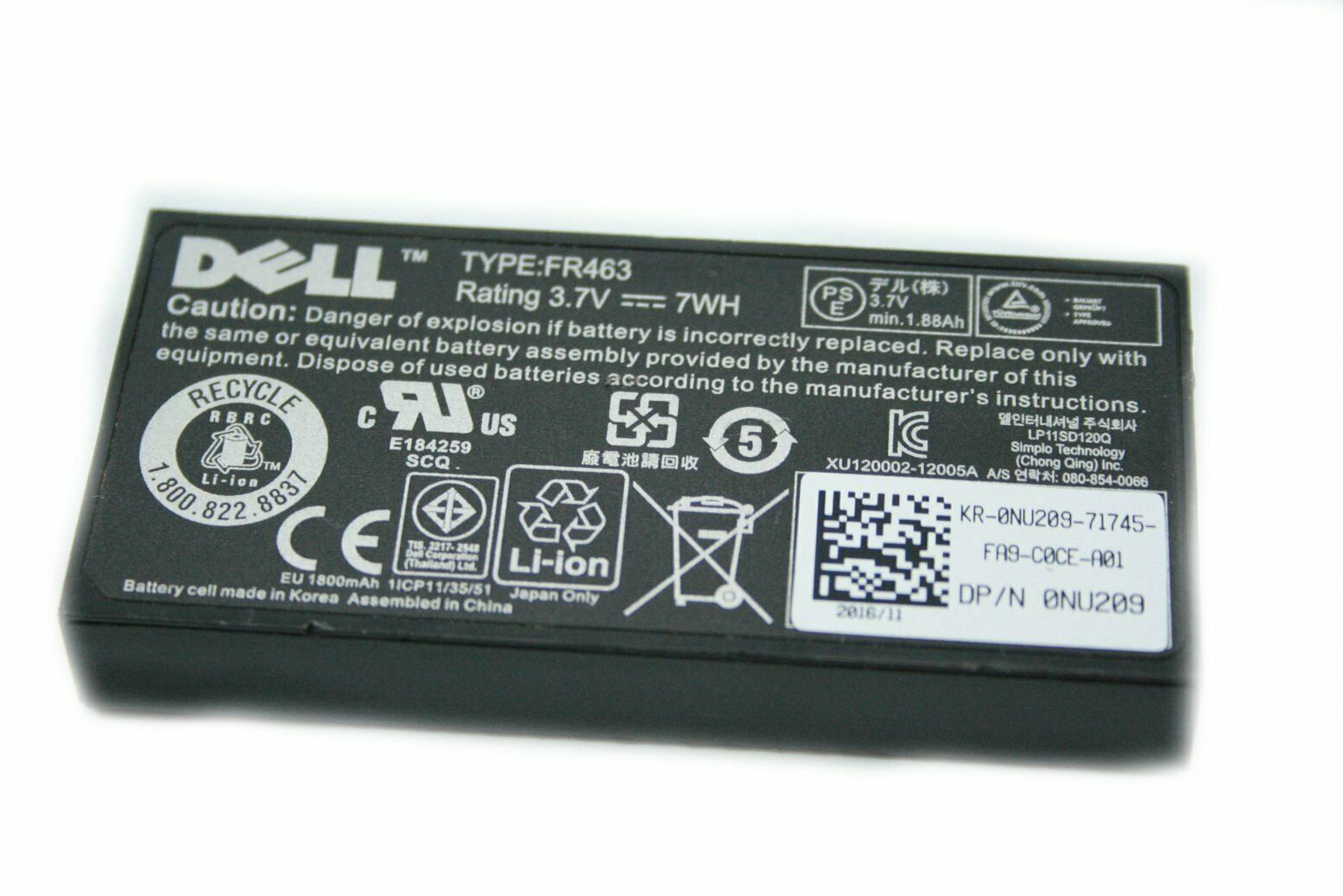DELL FR463 Battery 3.7V For H700 PERC 5i PERC 6i / 0NU209 / NU209 (Used) // สินค้ารับประกัน โดย บริษัท อะไหล่เซิร์ฟเวอร์ จำกัด