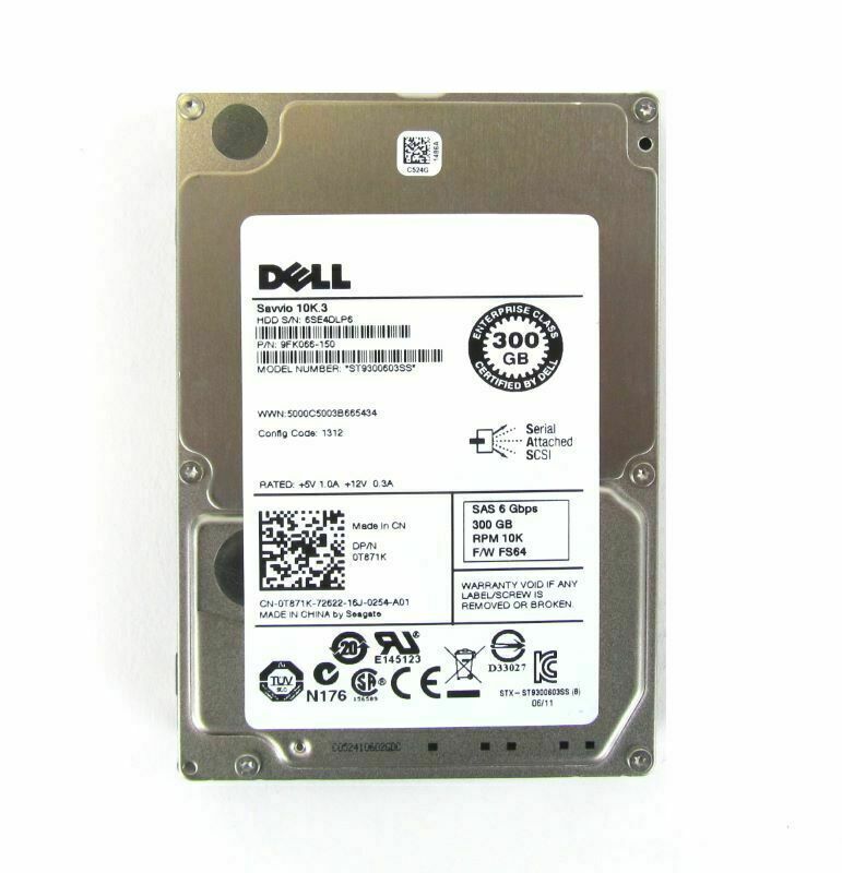 Dell 300GB 10K 6Gb/s SFF SAS 2.5'' HDD Hard Disk , 0T871K, ST9300603SS, 9FK066-150 (Used) // สินค้ารับประกัน โดย บริษัท อะไหล่เซิร์ฟเวอร์ จำกัด