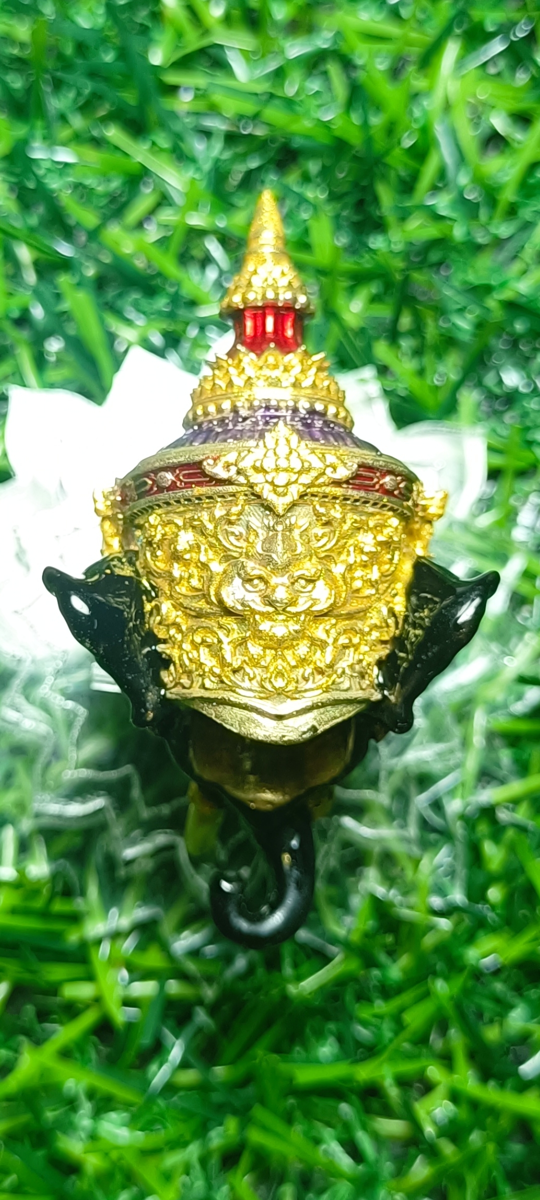 #เศียรพระพิฆเนศ #หลวงพ่อพัฒน์ วัดห้วยด้วน รุ่น #รวยประทานพร ปี 2565 ขนาดสูง 4.8 ซ.ม. กว้าง 2.7 ซ.ม. ลงยาดำ หมายเลข ๑๕