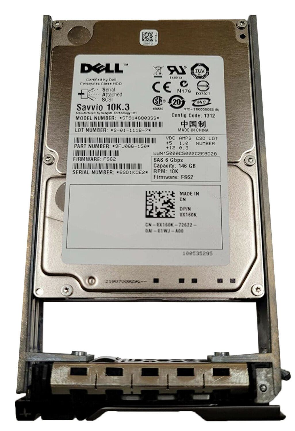 Dell 146GB 10K 6G SAS 2.5" HDD Hard Drive // 0X160K / ST9146803SS / 9FJ066-150 (Used) // สินค้ารับประกัน โดย บริษัท อะไหล่เซิร์ฟเวอร์ จำกัด
