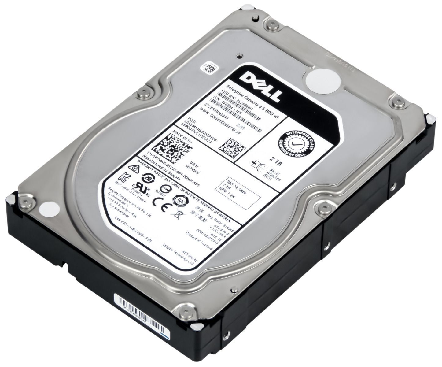 Dell 2TB 7.2K 12G SAS 128MB 3.5" Hard Disk // 0K7VW5 / ST2000NM0045 (Used) // สินค้ารับประกัน โดย บริษัท อะไหล่เซิร์ฟเวอร์ จำกัด
