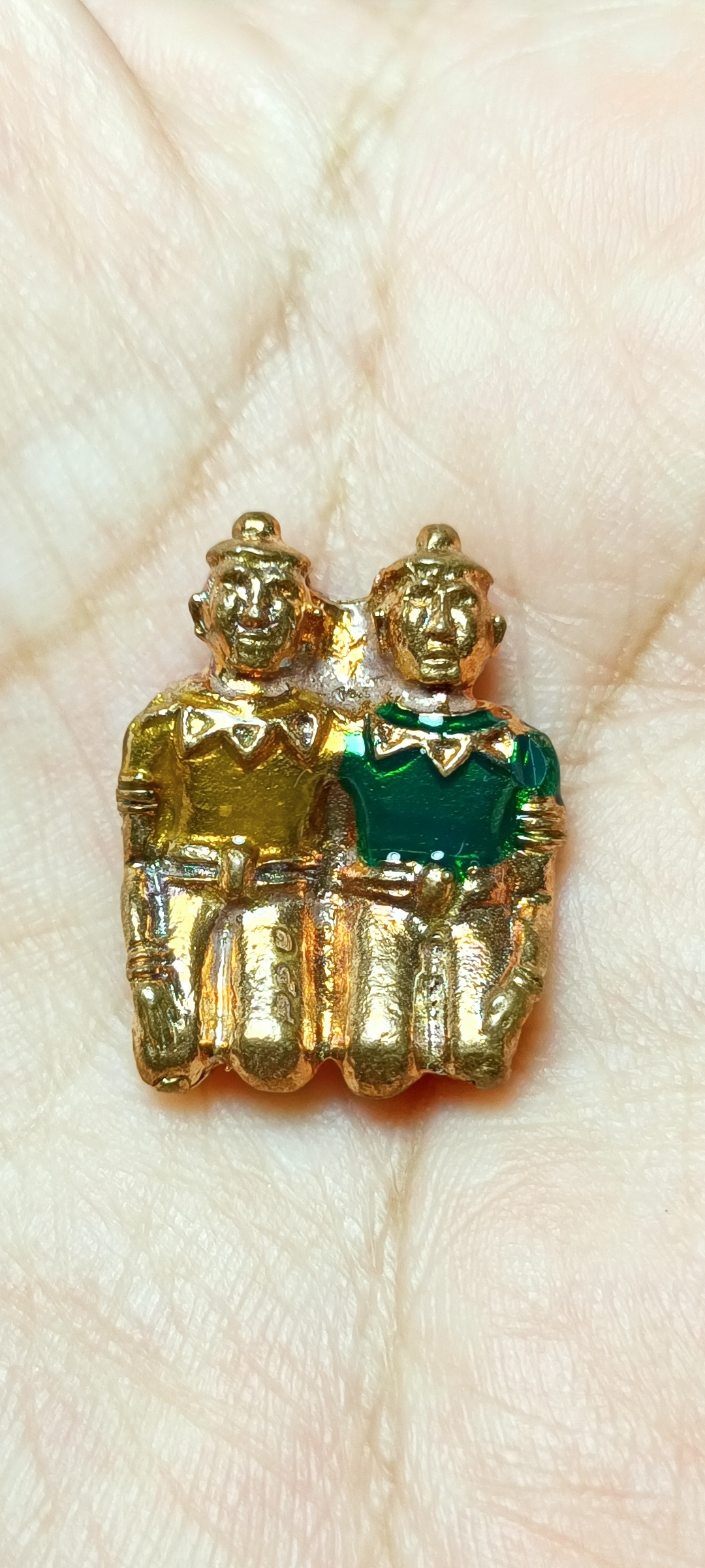 กัณหาชาลี หลวงปู่หลิง ปณฺณโท หล่อโบราณ(ดินไทย) รุ่นมหาเฮง วัดหนองอ้อบ้านสิงห์ ปี 2563 เนื้อทองแดงลงยา เหลือง-เขียว