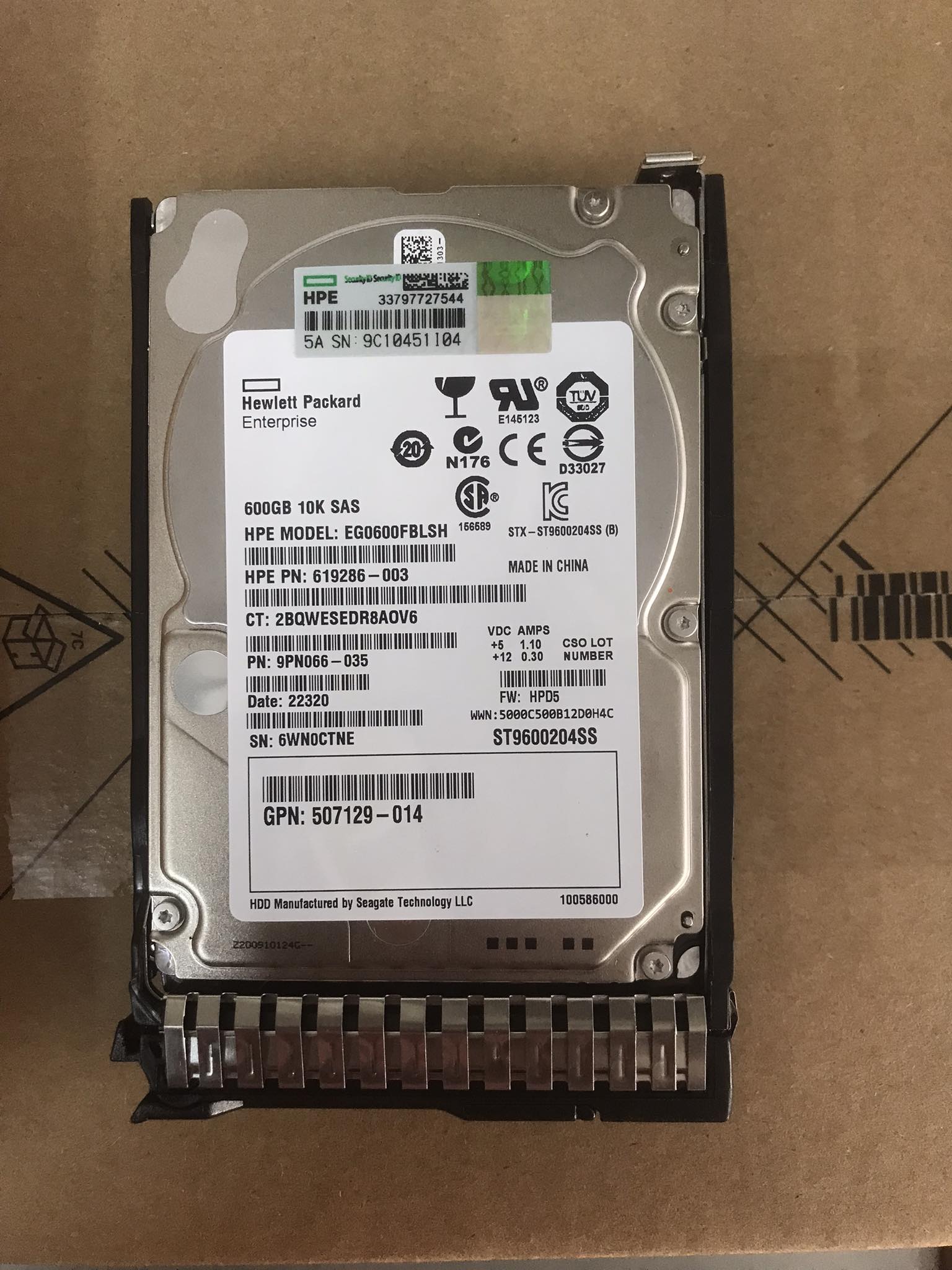 ( New Inbox ) HP 600GB 10K SAS 6G 2.5" Hard Drive for G6 G7 G8 // HDD 619286-003 / Tray 653957-001 / EG0600FBLSH / ST9600204SS / 652583-B21 // สินค้ารับประกัน โดย บริษัท อะไหล่เซิร์ฟเวอร์ จำกัด