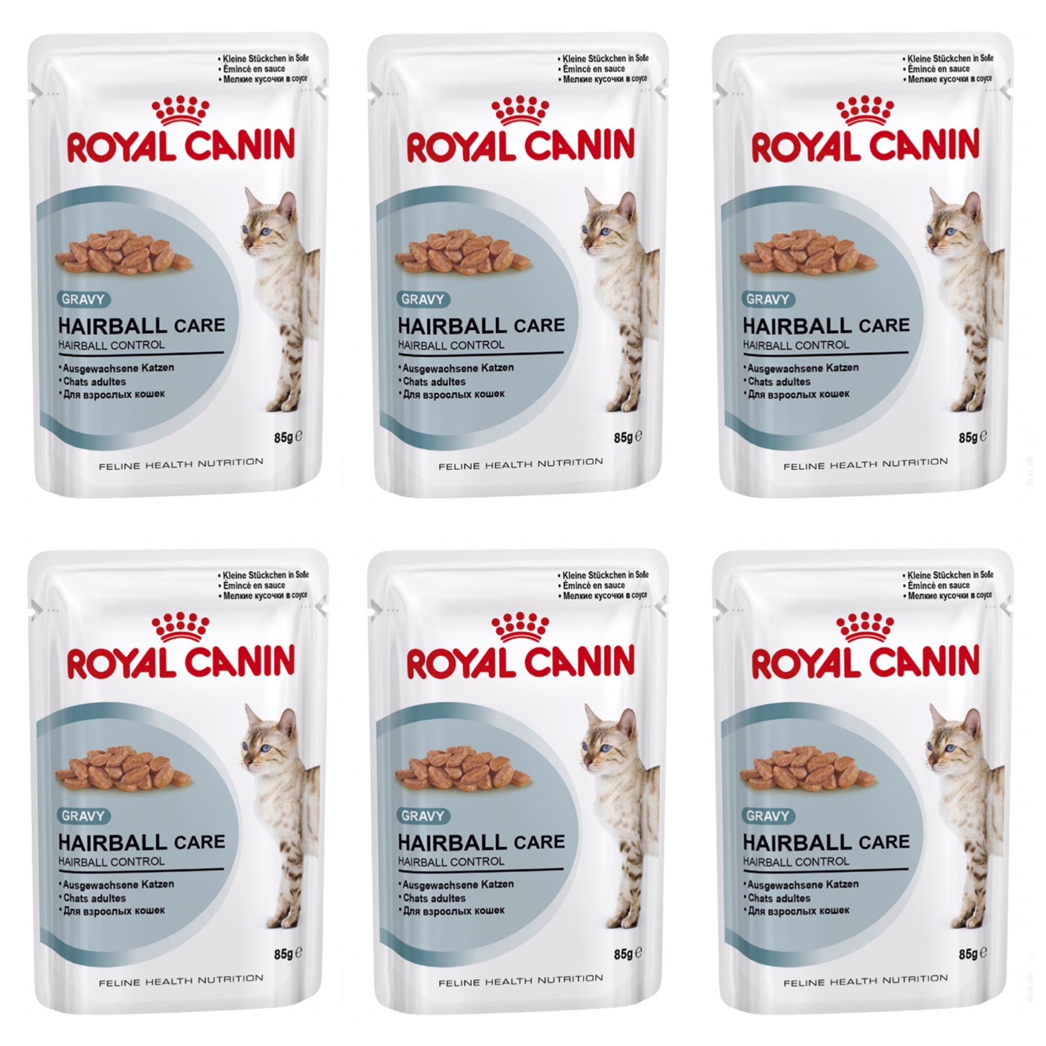 Royal canin hairball care pouch in gravy อาหารเปียกสูตรป้องกันการเกิดก้อนขน สำหรับแมวโต 85 กรัม x 6