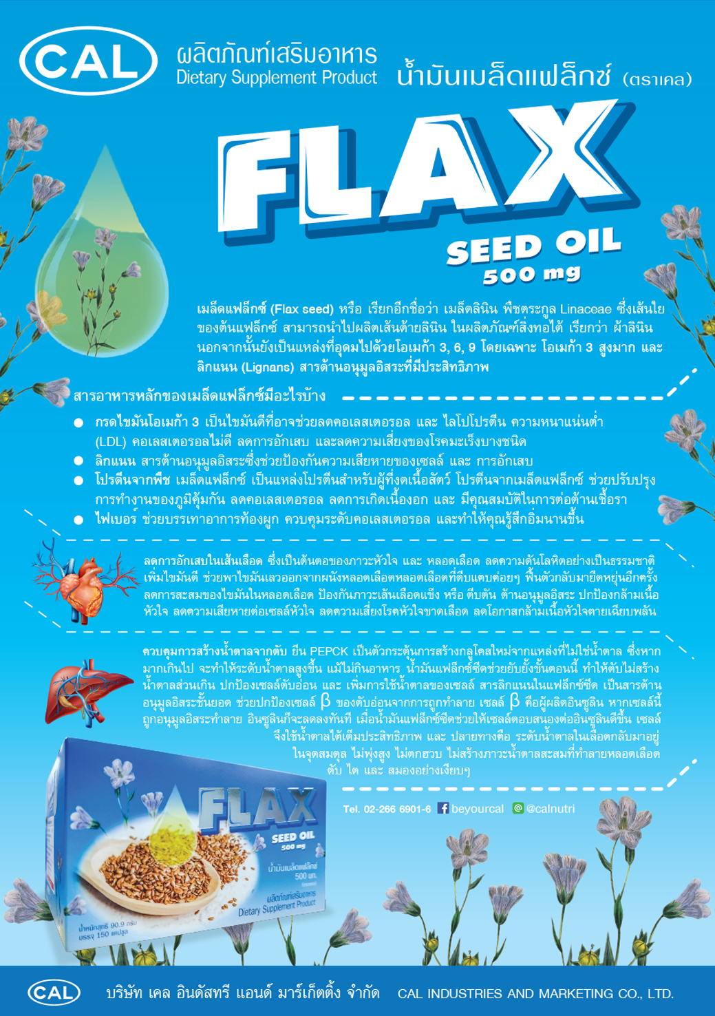น้ำมันเมล็ดแฟล็กซ์ 1 กล่อง 150 แคปซูล