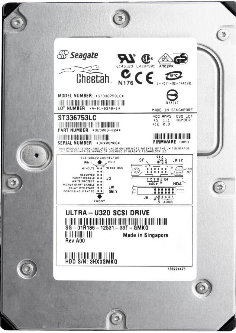 Dell / Seagate 36GB 15000U/Min SCSI U320 80-pin 3.5'' HDD // 01R186 / ST336753LC (Used) // สินค้ารับประกัน โดย บริษัท อะไหล่เซิร์ฟเวอร์ จำกัด