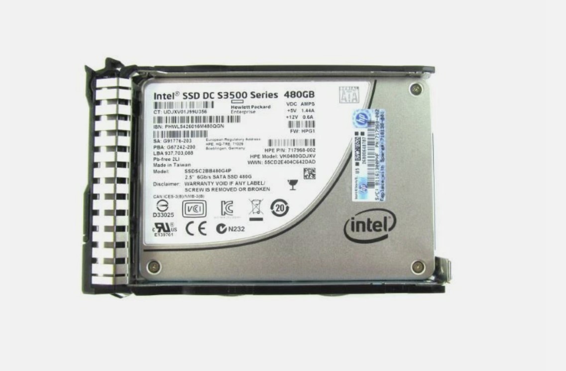 HPE 480GB SSD SATA 6G 2.5" HDD // 717968-002 / SSDSC2BB480G4P (Used) // สินค้ารับประกัน โดย บริษัท อะไหล่เซิร์ฟเวอร์ จำกัด