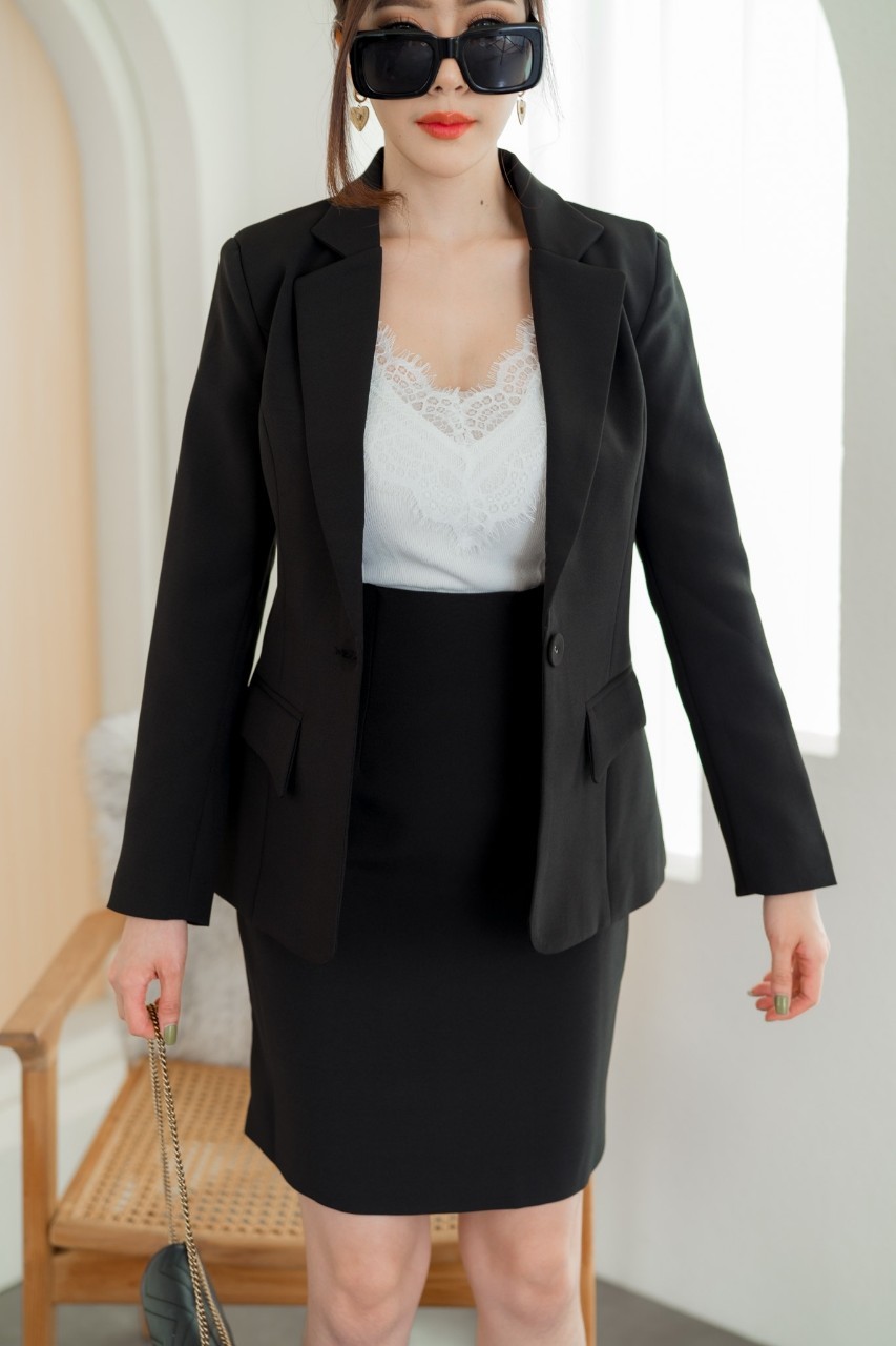 กระโปรงผู้หญิง/กระโปรงผู้หญิงทำงาน สีขาว/สีดำ/สีกรม (ไม่รวมเสื้อสูท)