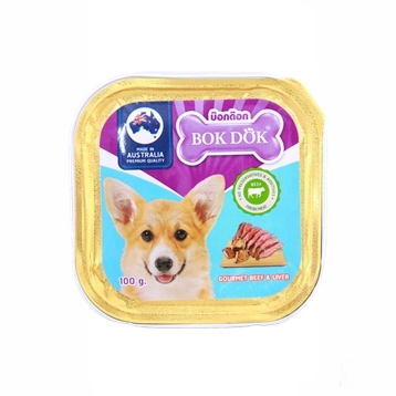 BokDok อาหารถาดสุนัขรสเนื้อและตับ 100 กรัม