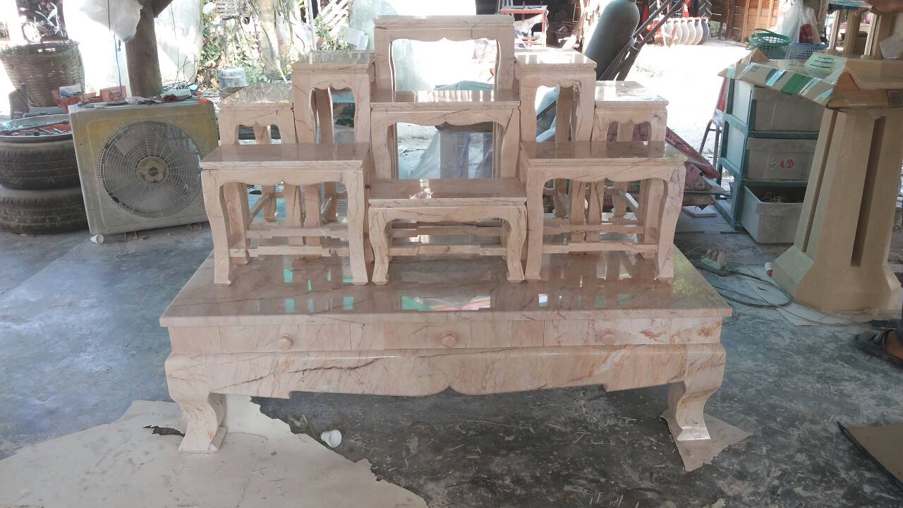 โต๊ะหมู่บูชาหินอ่อนหมู่9แบบมีชั้นใต้ลิ้ชัก