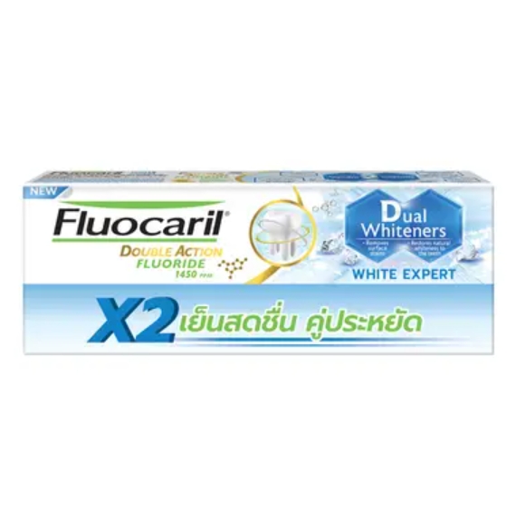 ฟลูโอคารีล ยาสีฟัน สูตรไวท์เทนนิ่ง 150 ก. x 2 1