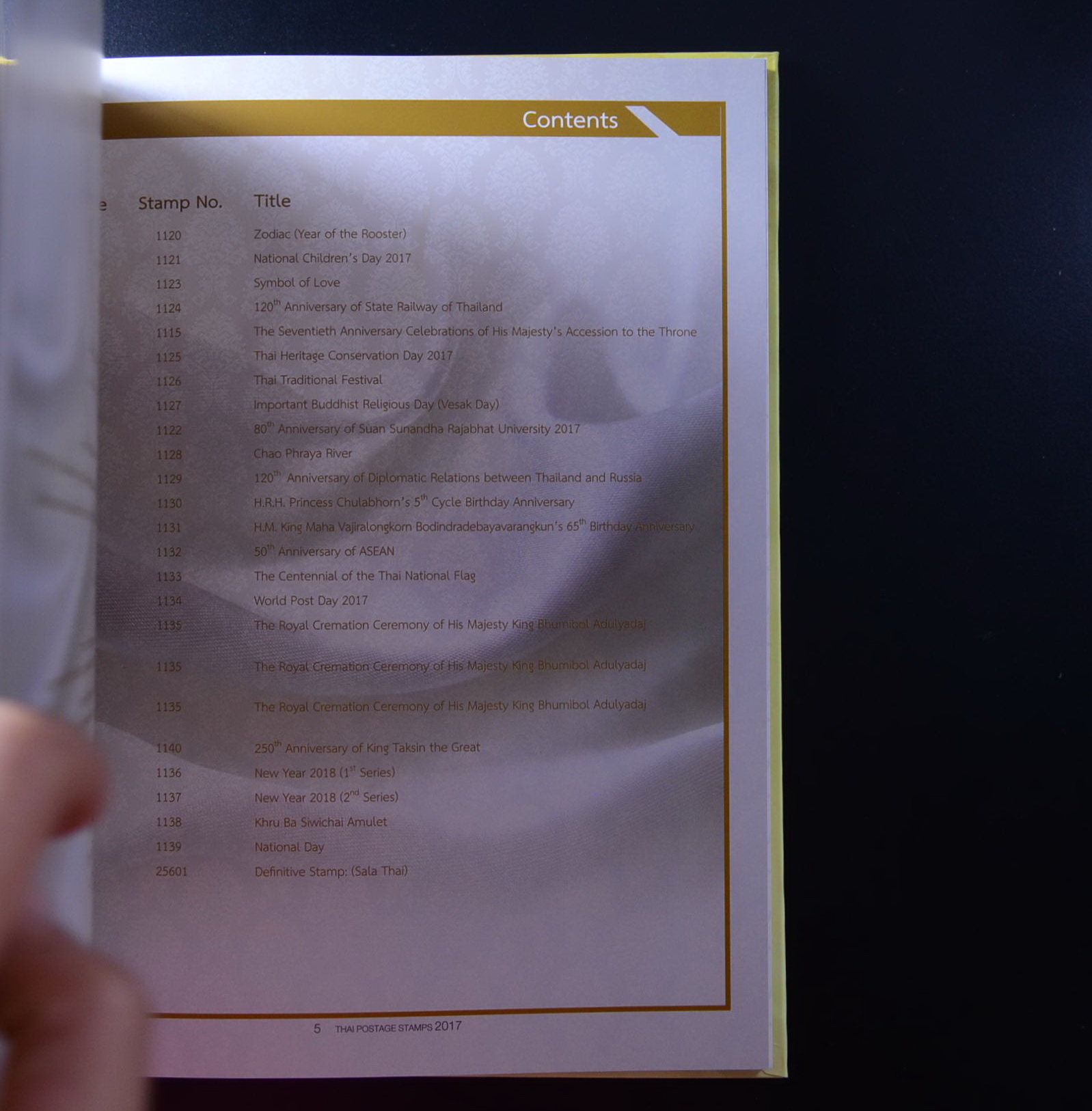 สมุดราไปรษณียากรประจำปี 2560