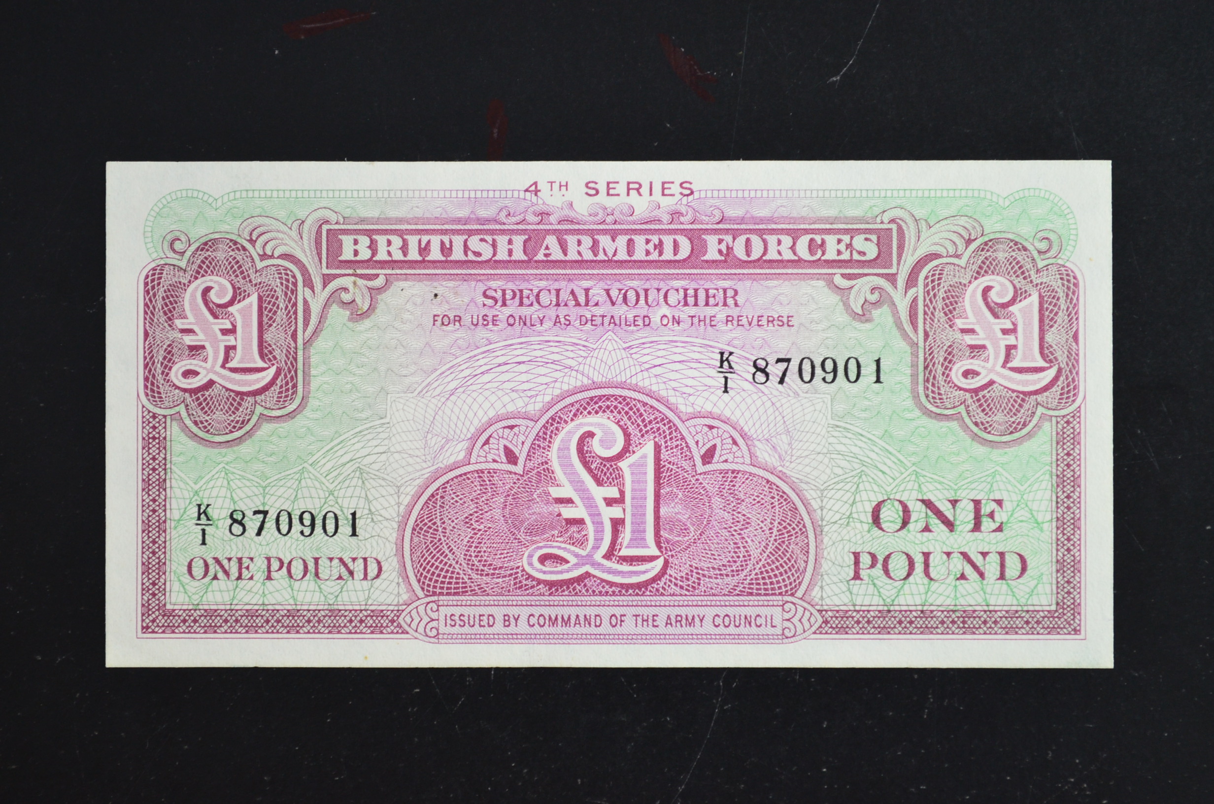 ธนบัตรที่ระลึก 1 POUND กองทัพประเทศอังกฤษ สภาพ UNC