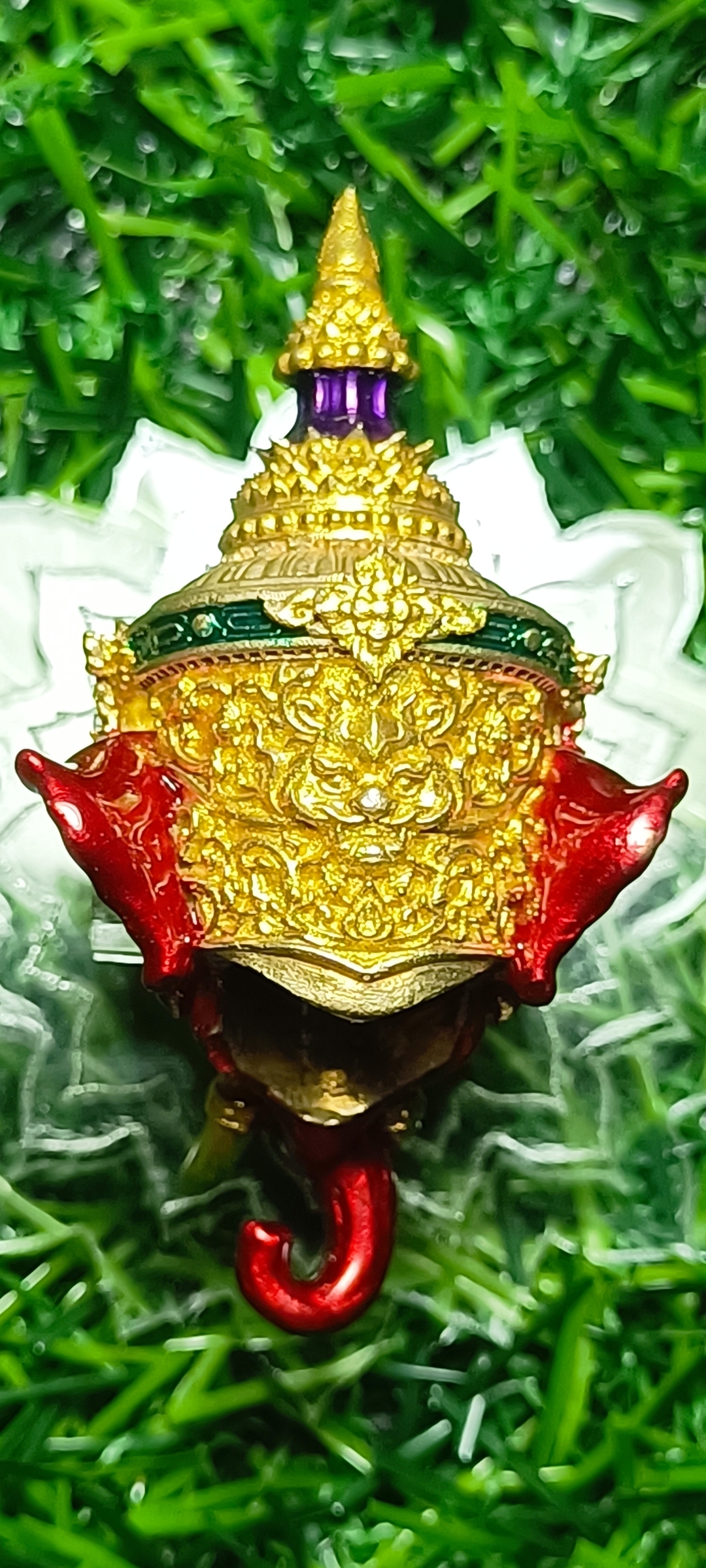 #เศียรพระพิฆเนศ #หลวงพ่อพัฒน์ วัดห้วยด้วน รุ่น #รวยประทานพร ปี 2565 ขนาดสูง 4.8 ซ.ม. กว้าง 2.7 ซ.ม. ลงยาแดง หมายเลข ๔๐