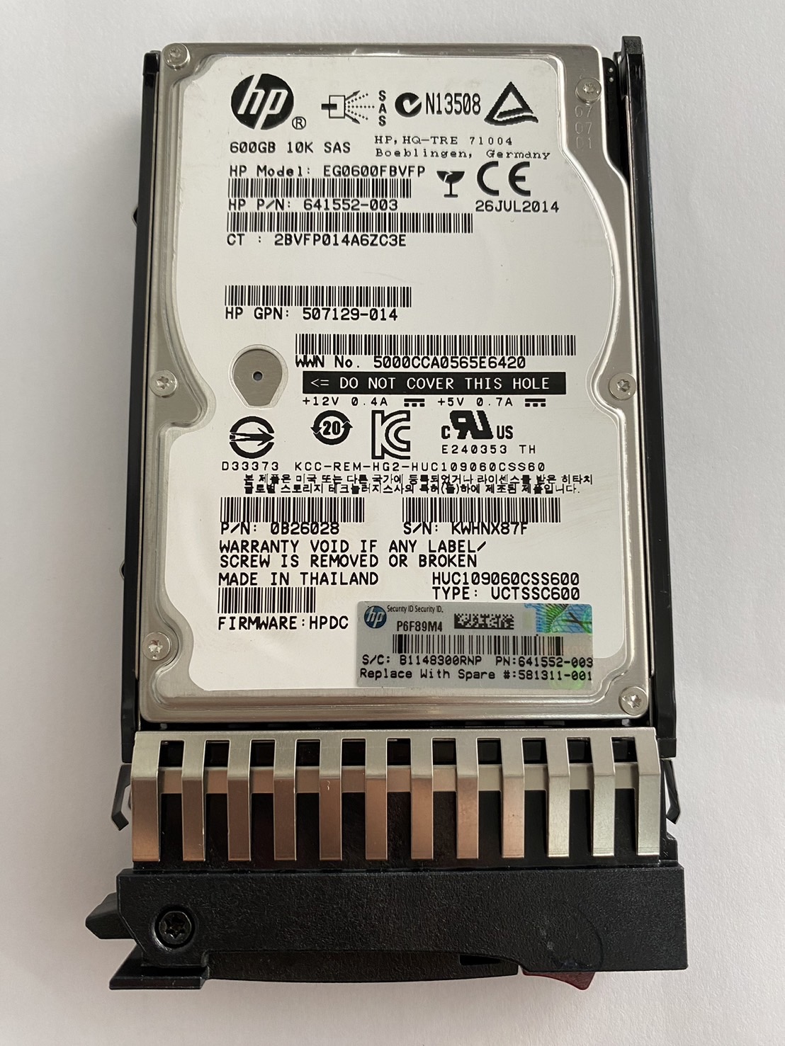 HP 600GB 10K 6G SAS 2.5'' Hard Drive // HDD 641552-003 / Tray 581311-001 / GPN 507129-014 / HUC109060CSS600 / EG0600FBVFP / 0B2628 (Used) // สินค้ารับประกัน โดย บริษัท อะไหล่เซิร์ฟเวอร์ จำกัด