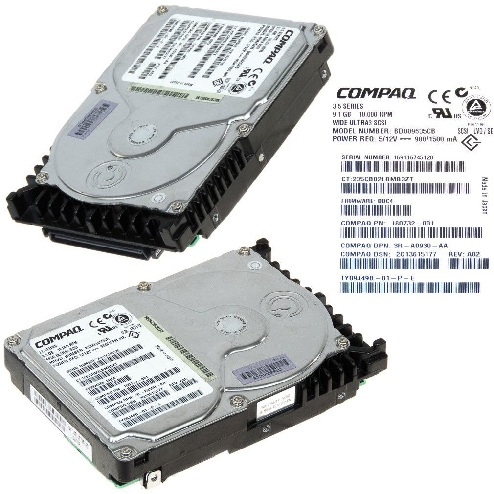 Compaq BD009635CB 9.1GB 10K RPM 3.5" Wide Ultra3 SCSI HDD // P/N 180732-001 (Used) // สินค้ารับประกัน โดย บริษัท อะไหล่เซิร์ฟเวอร์ จำกัด