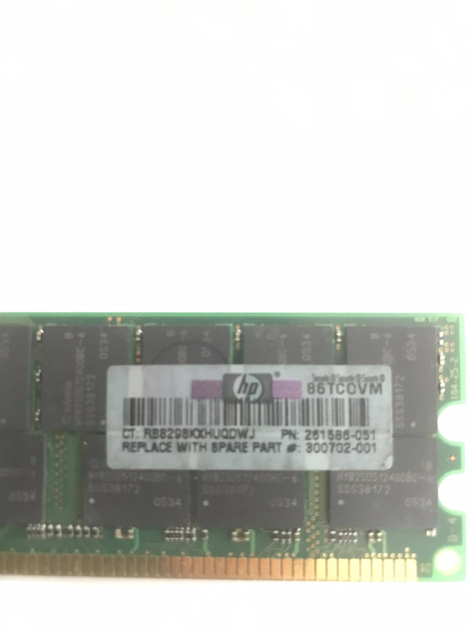 HP 2GB PC2100 DDR-266MHz Registered ECC CL2.5 184-Pin DIMM 2.5V Memory / 300702-001 / 251586-051 (Used) // สินค้ารับประกัน โดย บริษัท อะไหล่เซิร์ฟเวอร์ จำกัด