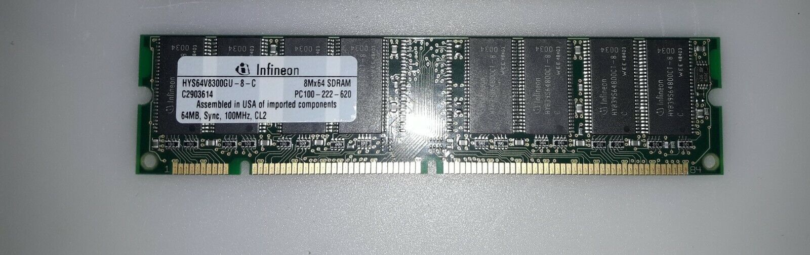 Infineon 64MB SDR PC-100 Random Access Memory Ram / HYS64V8300GU-8-C (Used) // สินค้ารับประกัน โดย บริษัท อะไหล่เซิร์ฟเวอร์ จำกัด