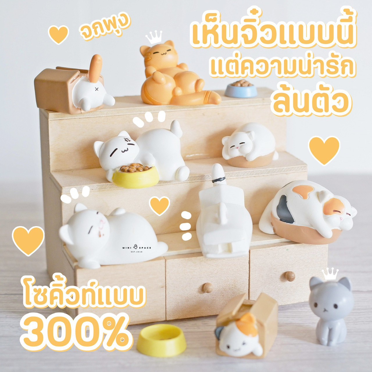 MS5118 ตุ๊กตาแมวน้อยหลายท่าทางกอดชาม ตุ๊กตาแต่งกระถาง * ถ่ายจากสินค้าจริง-จากไทย-ชุดสุดคุ้ม
