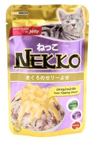 Nekko อาหารแมวเน็กโกะ ปลาทูน่าหน้าชีสในเยลลี่ 70 กรัม (ซื้อ 6 ซอง ลดเหลือ 96 บ. เหลือซองละ 16 บ.)