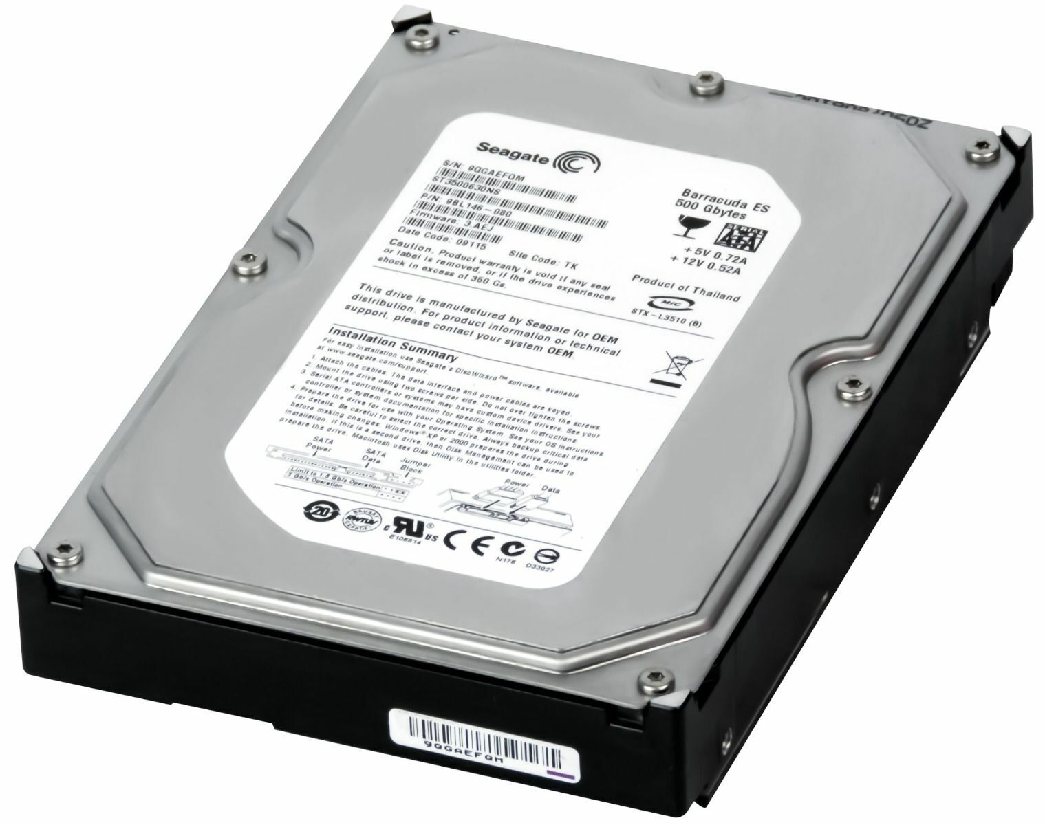 Seagate Barracuda ES 500GB SATA II 7200RPM 16MB 3.5" HARD DRIVE // ST3500630NS (Used) // สินค้ารับประกัน โดย บริษัท อะไหล่เซิร์ฟเวอร์ จำกัด