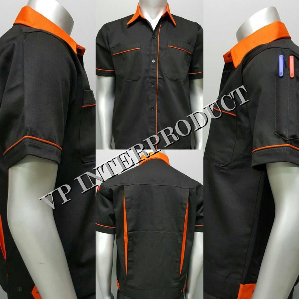 เสื้อช่าง 2 สี เเขนสั้น ผ้าคอมทวิว ไซร์ M-XXL มีสต็อก สินค้าจากโรงงานมาเอง