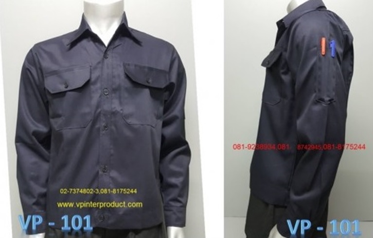 เสื้อช่างสีเทาเเขนยาว เสื้อช็อป ผ้าคอมทวิว ใส่สบาย มีไซร์ M-XXL รับปักโลโก้