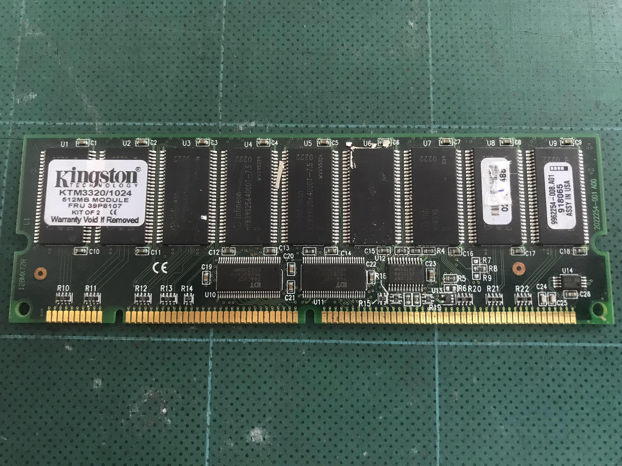 IBM 512MB 133MHz PC133 ECC Registered CL3 168-Pin DIMM Memory / 39P8107 / KTM3320/1024 (Used) สินค้ารับประกัน โดย บริษัท อะไหล่เซิร์ฟเวอร์ จำกัด