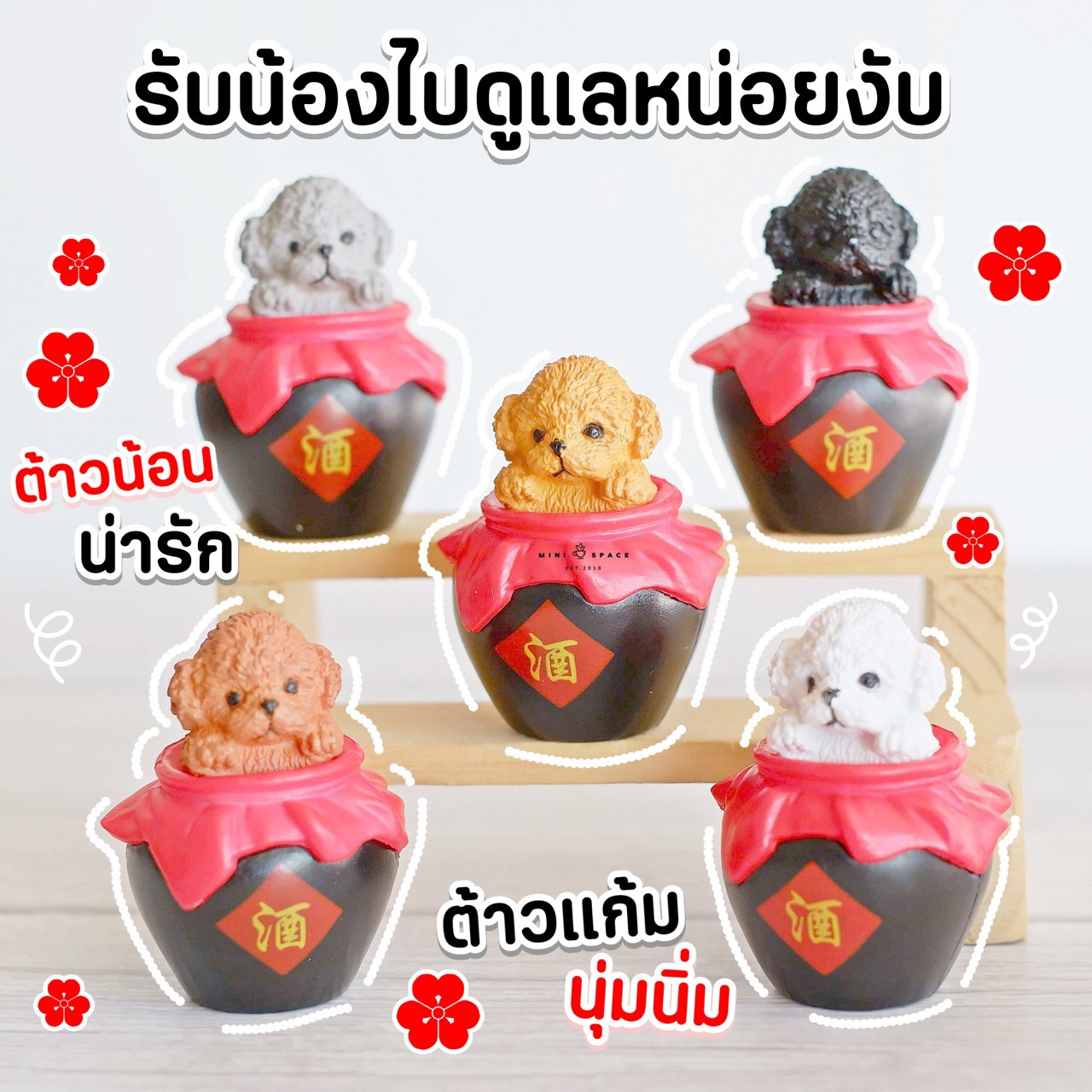 MS5747 โมเดลน้องหมาพุดเดิ้ลในโถ 5 แบบ ตุ๊กตาจิ๋ว ตุ๊กตาแต่งสวน * ถ่ายจากสินค้าจริง-จากไทย-ชุดสุดคุ้ม