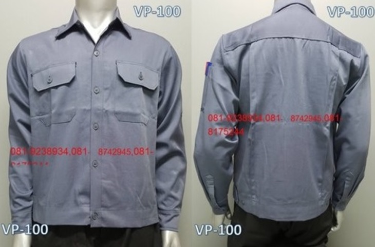 เสื้อช่างสีเทาเเขนยาว เสื้อช็อป ผ้าคอมทวิว ใส่สบาย มีไซร์ M-XXL รับปักโลโก้