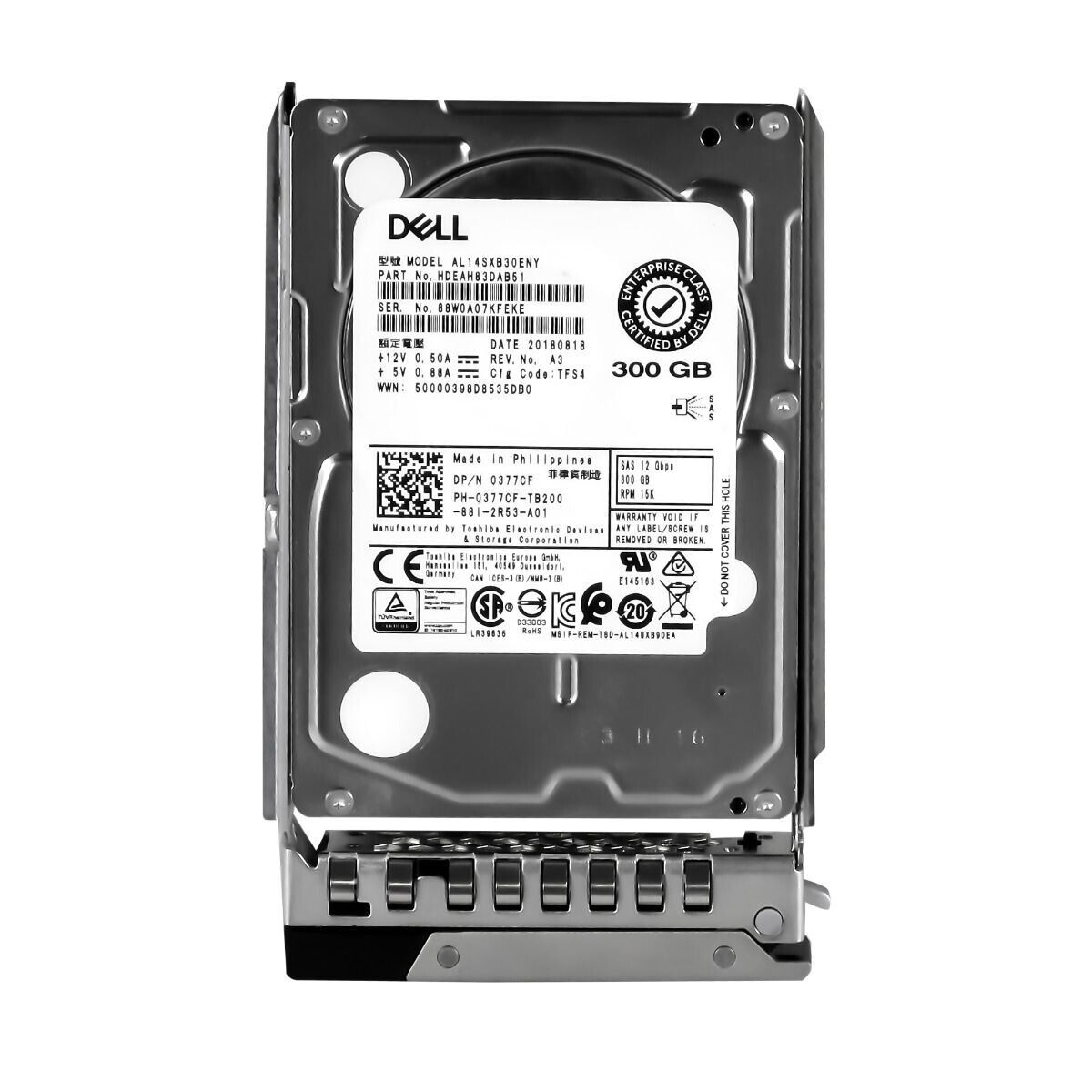Dell 300GB 15K 12G SAS 2.5" Hard Drive No Tray // 0377CF / AL14SXB30ENY (Used) // สินค้ารับประกัน โดย บริษัท อะไหล่เซิร์ฟเวอร์ จำกัด