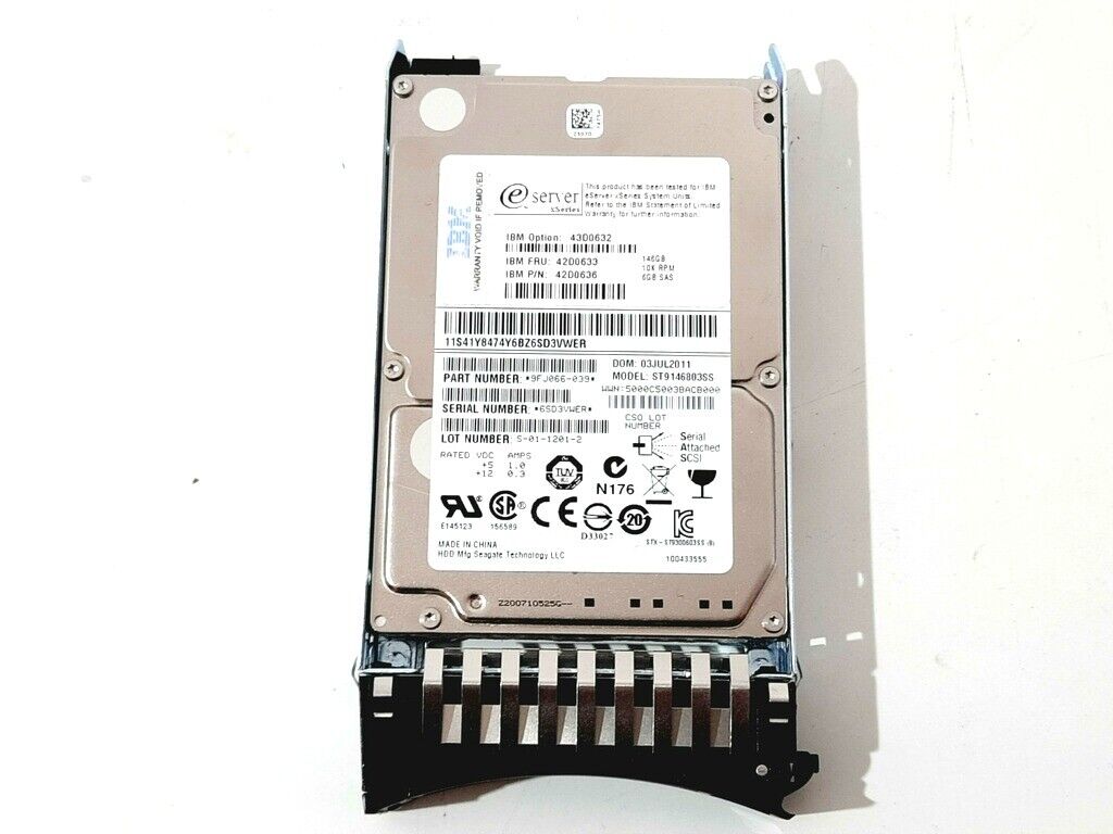 IBM 146GB 10K 6G SAS 2.5" Hard Drive // 42D0633 / 42D0632 / 42D0636 (Used) // สินค้ารับประกัน โดย บริษัท อะไหล่เซิร์ฟเวอร์ จำกัด