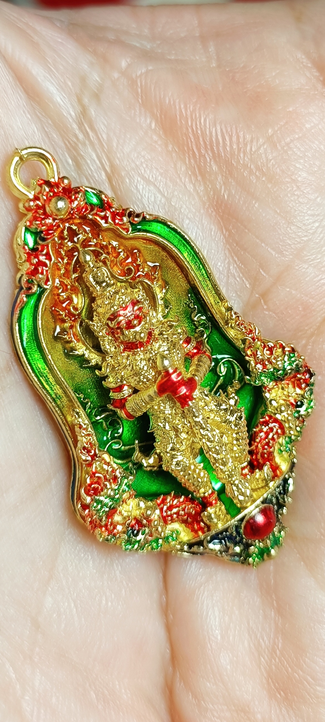 #ท้าวเวสสุวรรณนาคาบดี เศรษฐีหมื่นล้าน วัดไทย จ.หนองคาย เนื้อสัมฤทธิ์ชุบทองลงยาสีเขียวทูโทน