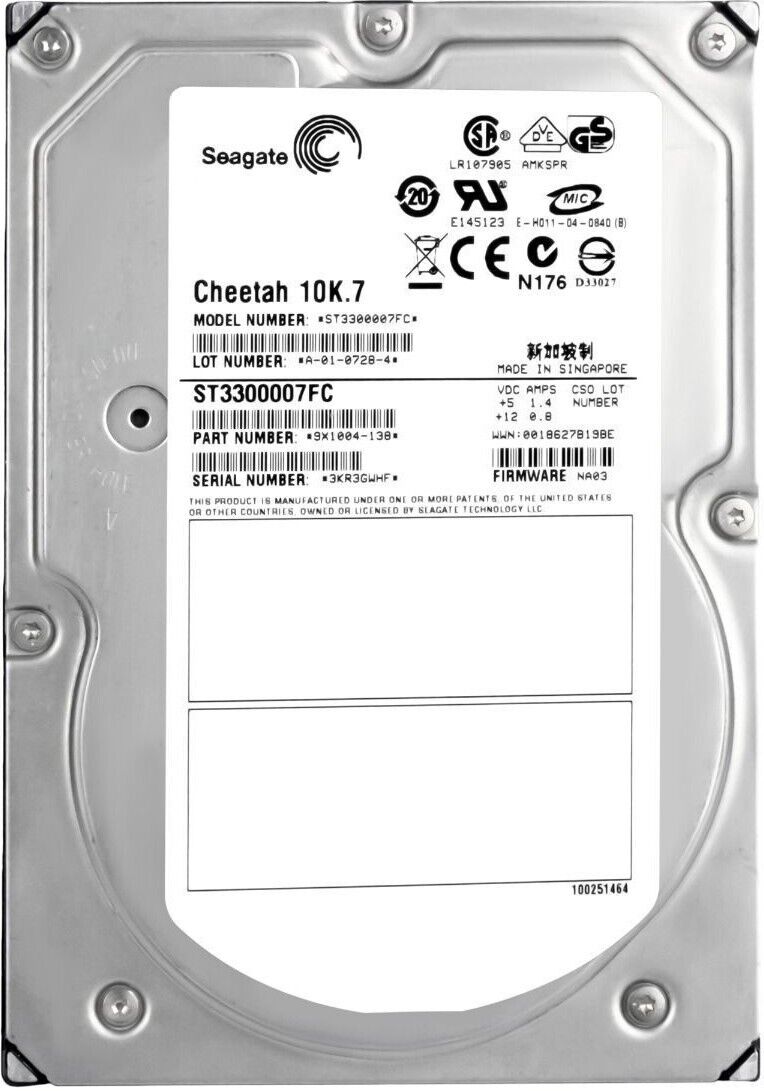 Seagate Cheetah 300GB 10K 8MB Canale Fibra 3.5'' FC Zoll ST3300007FC (Used) // สินค้ารับประกัน โดย บริษัท อะไหล่เซิร์ฟเวอร์ จำกัด