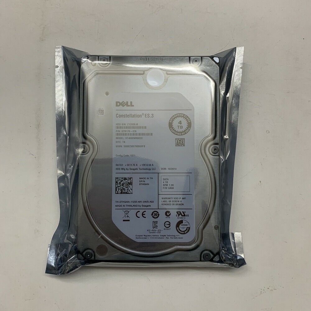 Dell 4TB 7.2K Sata 128MB 6.0Gb/s 3.5" Hard Drive // 0THGNN / THGNN / ST4000NM0033 (Used) // สินค้ารับประกัน โดย บริษัท อะไหล่เซิร์ฟเวอร์ จำกัด